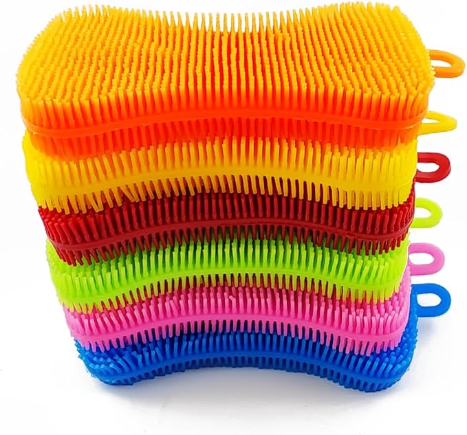 GXXMEI 18PCS Silicone Sponge Dish Washing Kitchen Scrubber, Reusable Dish Washing Cleaning Sponges Double-Sided Multipurpose Non Stick Silicone Dish Sponges for Dishes, Fruit, Vegetable (Multicolor)