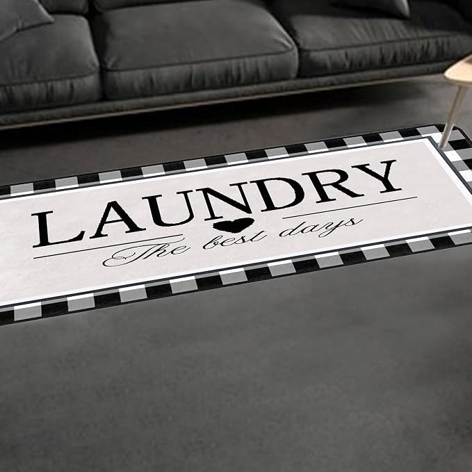 Farmhouse Laundry Room Rug Runner 20"X59" Kitchen Mat Washable Entryway Rugs Soft Non Slip Laundry Carpets Comfort Standing Desk Mats,Carpet for Sink,Office,Laundry Room Decor Accessories