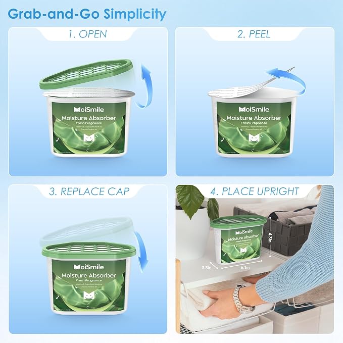 Moisture Absorbers, Fresh Scent Humidity Absorber, 3 Pack, 10.5 oz Boxes | With 6 g lavender scent beads per box; non-electric dehumidifier for closets, bathrooms, basements, cars and RVs.