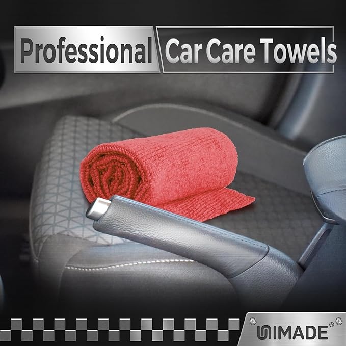 Microfiber Cleaning Cloth, 24 Pack Reusable Microfiber Towels | for Cars Lint Free Cleaning Shop Towel Rags for Home Kitchen Automotive Bar Mechanic Restaurant Garage, 11"x 12", Red