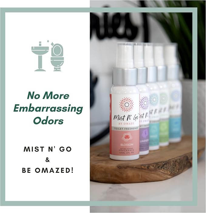 Mist N' Go by Omaze Travel Toilet Odor Eliminator - Toilet Spray for Bathroom Air Freshener - Clean Mix, Regular Size (2oz x3)
