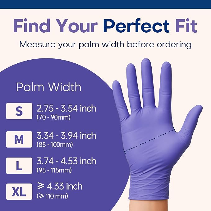 Medical Soft Max Nitrile Disposable Gloves Powder-Free, Violet 100 | Soft Stretch Fit • Powder-Free • Latex-Free • Examination • Cooking • Cleaning • Food Prep • Labotoray • Blue Violet • 100 Ct