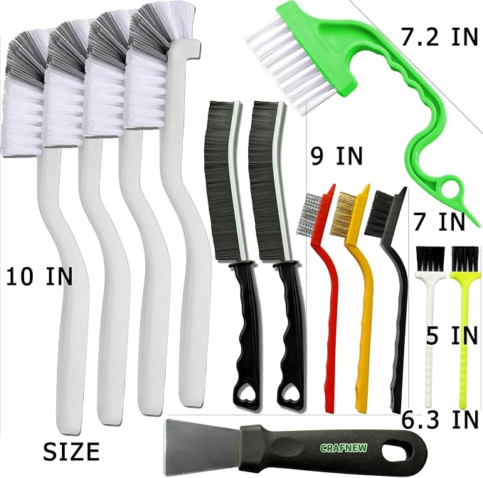 CRAFNEW 13Pcs Small Cleaning Brush, Brushes for Cleaning | Long Handle Household Cleaning Tool Suitable for Cups, Bottles, Teapots, Corners, Sinks, Faucets, Toilets