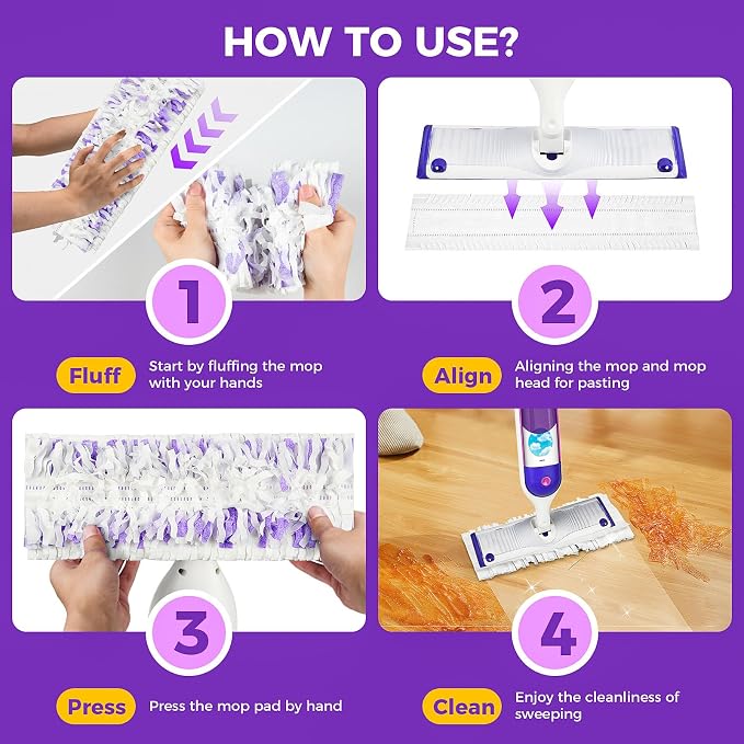 50PCS Disposable Power Mop Pads for Swiffer Power Mop | Disposable Spray Wet Pads Refill for Swiffer Powermop, Household Wet & Dry Mops Pads for Multi-Surface Floors Cleaning