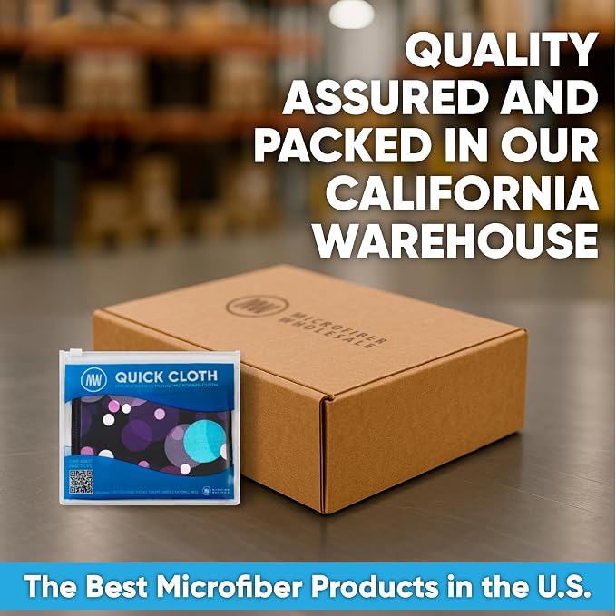 Quick Cloth Microfiber Glasses Cleaning Cloths — 5"x7" 2 Pack with | Storage Case, Double-Sided Lens Cleaner for Eyeglasses, Sunglasses, Camera & Phone Screens (Bubbles, by Microfiber Wholesale)