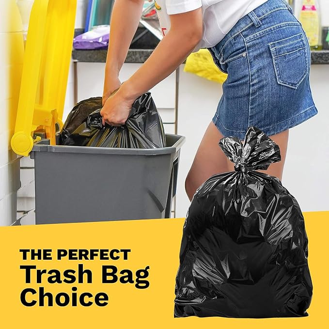 ToughBag 55-60 Gallon Trash Bags (100 Count) – 40’ x 54’ Extra Large Garbage Bags Medium Duty, Industrial & Commercial Black Trash Bags - Made in USA