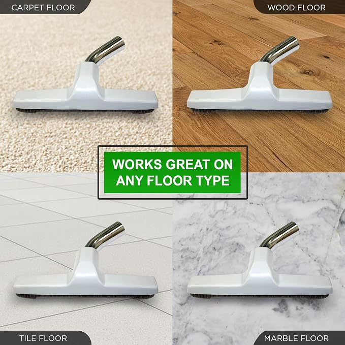 Selgo Floor Brush with Metal Curved Swivel Elbow with Soft Horsehair Bristles, for Eureka and Universal Vacuum Cleaners with 1 and 1/4 Inch Wand Size Opening (1.25 Inch) (32mm) 10 Inch Wide
