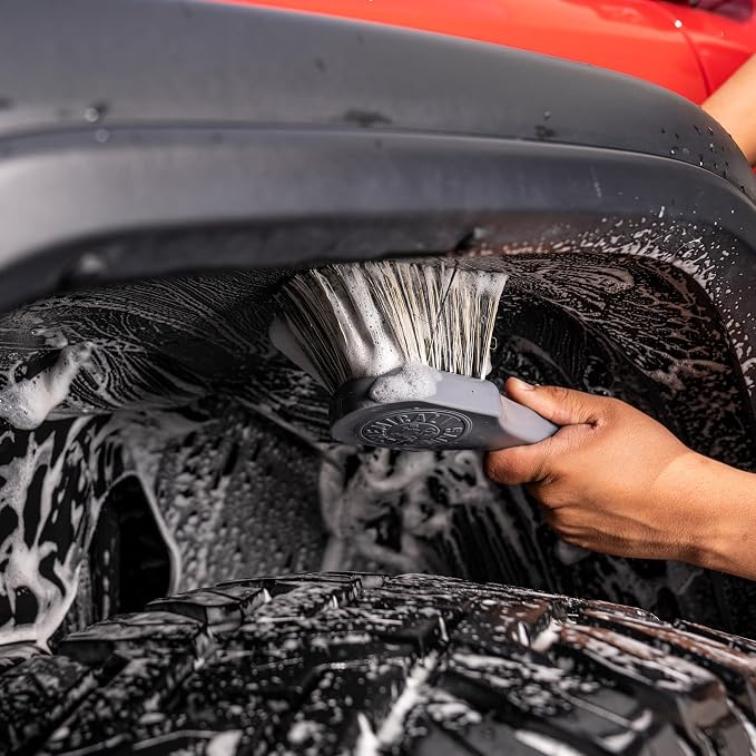 Chemical Guys, Wheel Works Medium Duty Wheel & Body Detailing Brush, Gray | Soft, scratch-free bristles clean wheels, bodywork, bumpers and tight areas, with a long comfortable handle