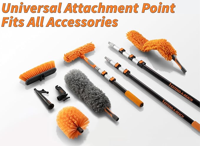 36 Foot High Reach Duster Kit with 5-30 ft Telescopic Extension Pole | High Ceiling Duster Cleaning Kit with Telescoping Pole, Cobweb Duster, Feather Duster and Ceiling Fan Duster