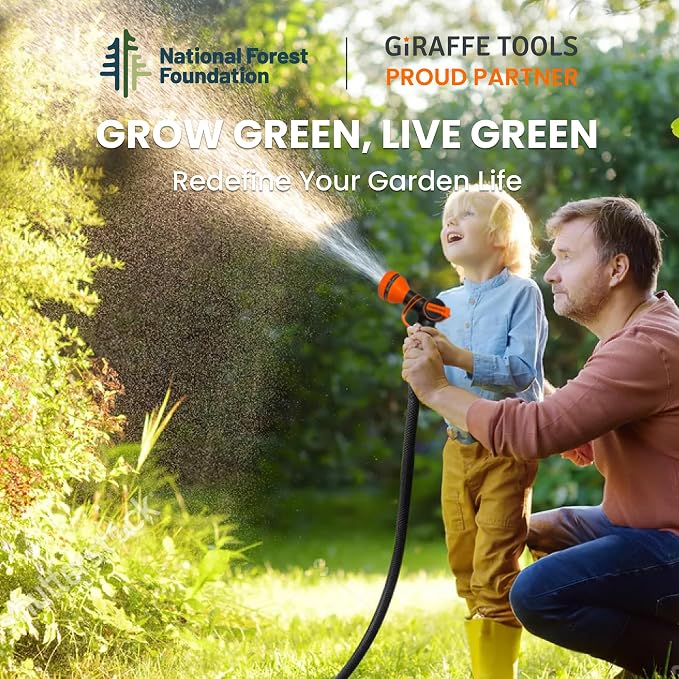 Giraffe Tools Garden Hose 25ft x 5/8" | Heavy Duty, Lightweight, Flexible Hybrid Hose, 25 ft Water Hose with Male To Female Fittings