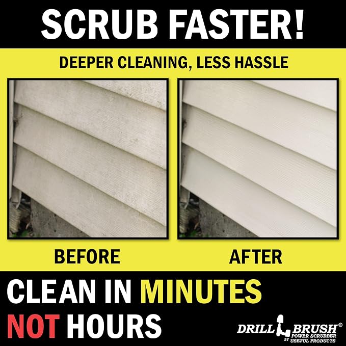 Drillbrush Hard Bristle Cleaning Brush for Crevices and Gaps - Outdoor | Drill Brush Attachments for Cleaning Brick and Cement - Fireplace Cleaner Brushes - Cemetery Headstone Cleaner Kit for Graves