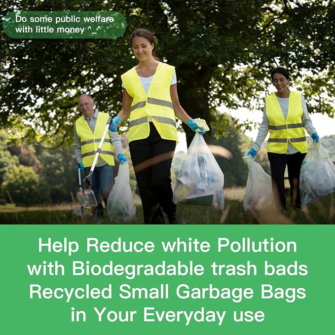 1.6 Gallon Small Biodegradable Trash Bags - Inwaysin Unscented 5 Rolls 200 Count Mini Compostable Bathroom Garbage Bags Tiny Trash Can Liners Strong & Durable for Kitchen, Office, Car