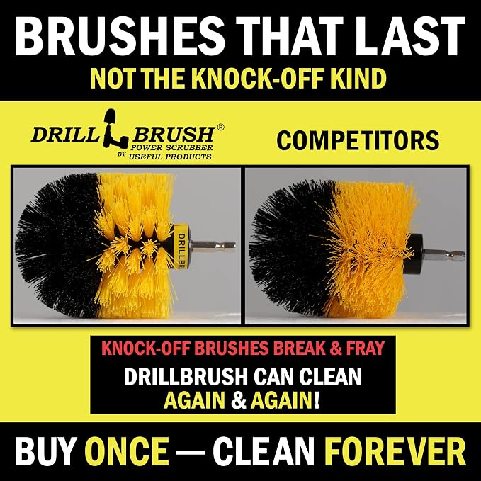 Crevice Cleaning Brush for Electric Drill - Small Power Scrubber for Grout | Drillbrush Boat Detailing Kit for Cordless Drill - Power Swimming Pool Tile Cleaner Brush Set - Spin Scrubber Attachment