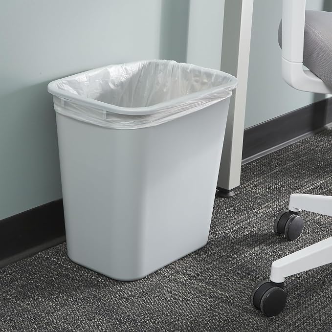 Coastwide Professional Indoor Trash Can Without Lid, Gray, 7 Gallon | Soft molded plastic waste bin for offices, breakrooms, and common areas.