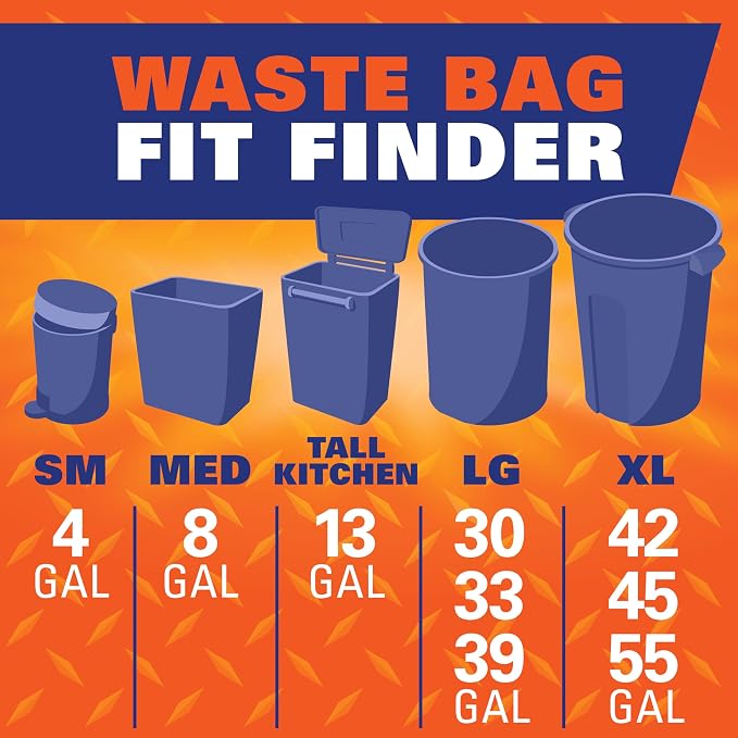 Hefty Ultra Strong 33 Gallon Trash Bags, Black, Unscented, 40ct | 33G Extra Large Trash Bags with Drawstrings, Resists Leaks, Punctures, Tears, Party Cleanup, Donations, Storage, Multipurpose