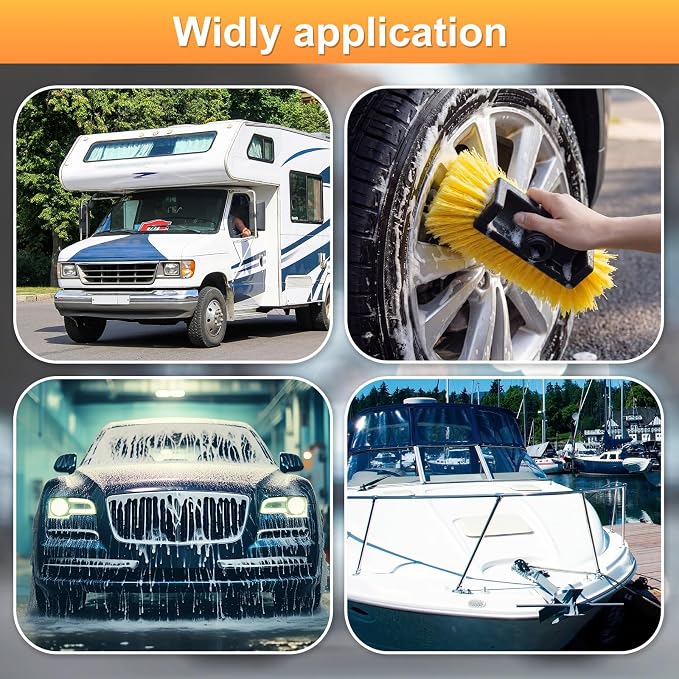 Vesici 8 Pcs Car Wash Brush Head with Soft Detailing Bristle Flow Thru Car Cleaning Brush Exterior Cars Wash Equipment for Auto Truck RV Boat Camper Washing, 10 Inch (Yellow)