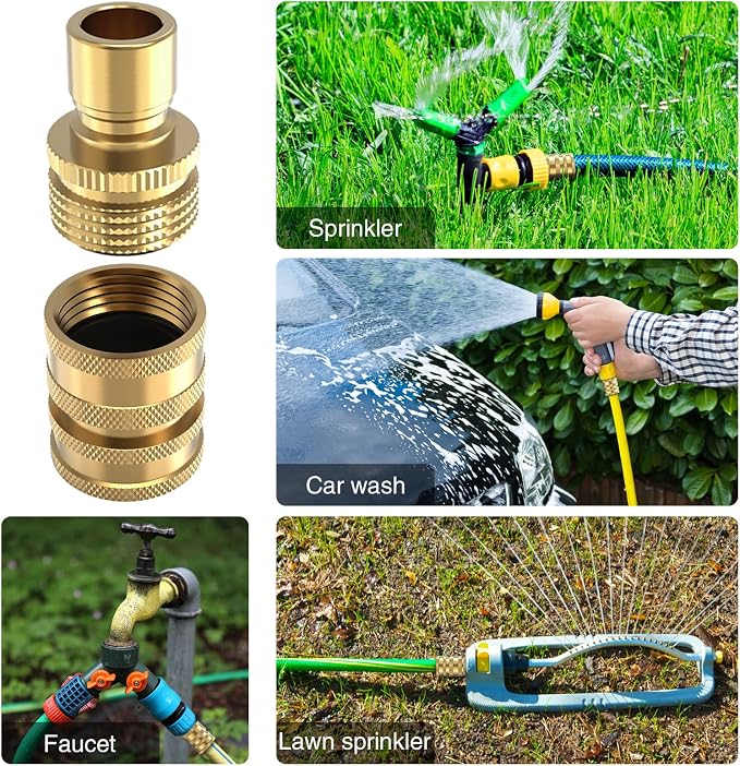 Twinkle Star Heavy Duty 3/4'' Garden Hose Quick Connect Fittings, 2 Sets | Male and Female Water Hose Quick Connect, Garden Hose Adapter, Quick Connect Hose Fittings