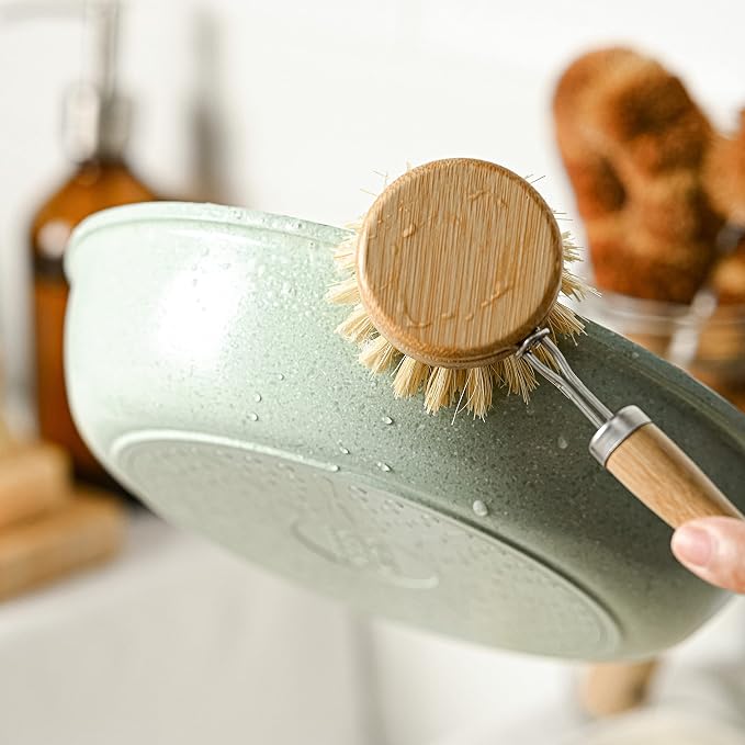 JUNGLE CULTURE Soft Replacement Dish Brush Heads ⢠4 Pack Sisal Refills | Non Toxic Plastic Free Kitchen Brushes for Pots, Pans, Cast Iron, Jars & Vegetables ⢠Natural Fiber Bristles
