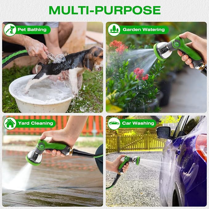 25FT Lightweight Super Flexible Garden Hose | Lightweight, Super Flexible, Non-Expanding, Kink-Free, Ideal for Yard Outdoor Use (Black-Green)