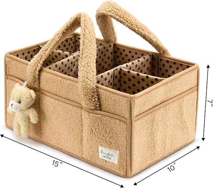Diaper Caddy Organizer for Changing Table, Storage Basket for Wipes, Gift for Baby Shower, Car Organizer, Nursery Organizer, Portable Storage