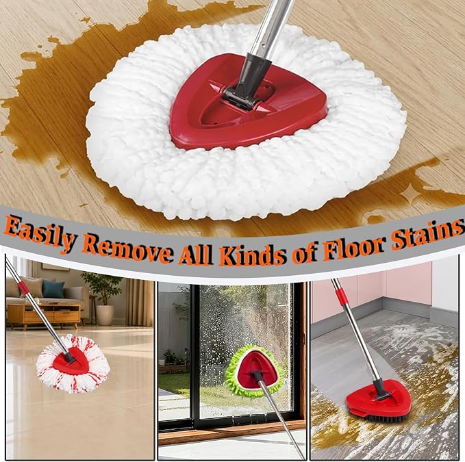 Spin Mop Head Replacement for Ocedar Easy Wring 1-Tank Mop Head for O Cedar | Spin Mop Refills, Mop Base, Scrubber Mop Head for O-Cedar, 40% More Cleaning Power, Reusable, Easy-to-Replace Mop Replace
