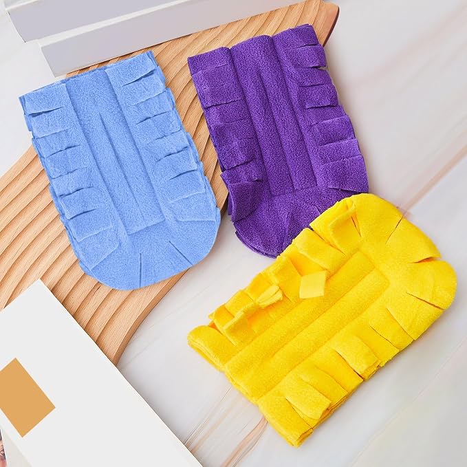 Zubebe 12 Pcs Reusable Duster Refills Fleece,Purple, Light Blue, Yellow | Soft Polyester Fiber Flat Duster Refill Multi Surface Washable Cleaning Pad Tools for Home, Blinds, Car, Pet, Furniture, Fans