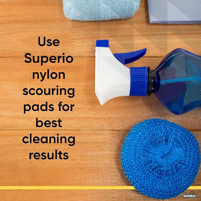 Nylon Scouring Pads-Dish Scrubber, for Dishes, Pots, and Stoves, Durable Mesh Scourers, for Tough Cleaning. Nylon Dish Scrubbers, Pack of 3, Assorted Colors (Superio)