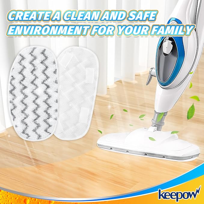 KEEPOW 4 Pack Heavy-Duty Steam Mop Pads Compatible with PurSteam ThermaPro 10-in-1 | Extra Thick Microfiber Replacement Pads for Deep Floor Cleaning & Sanitizing (ThermaPro 211)