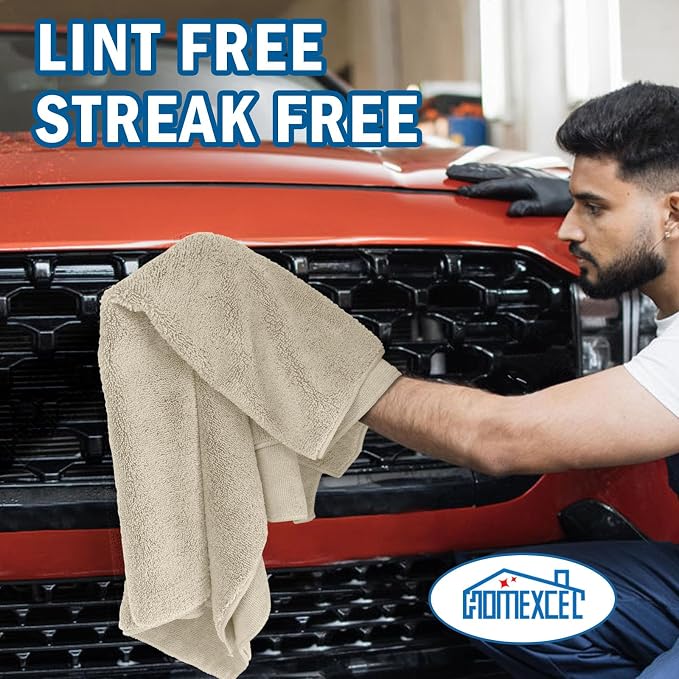 HOMEXCEL Professional Large Microfiber Car Drying Towels 2 Pack, 31" x 24" | Highly Absorbent, Lint Free, Scratch Free, Fast Drying, Absorbent Microfiber Towel for Cars SUVs RVs Trucks Boats, Brown