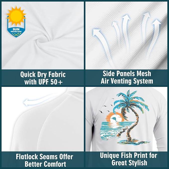 Palmyth Men's Fishing Hoodie UPF 50+ Long Sleeve with Face Mask Neck Gaiter | Zipper Pocket, Thumb Loops, Quick-Dry, Side Mesh Panels, Lens Cleaning Cloth
