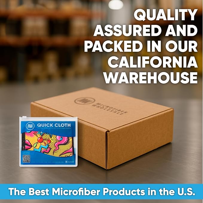 Microfiber Wholesale Quick Cloth Glasses Cleaning Cloths–8x8 Popart 1-Pack | with Case | Double-Sided Lens Cleaner for Eyeglasses, Camera, Screens & Glass | Reusable Microfiber Glass Polishing Cloths