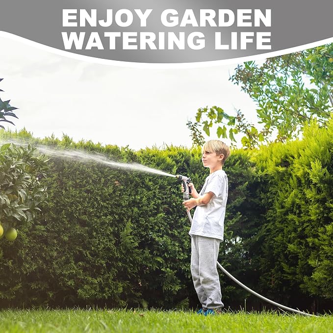 YOTOO Heavy Duty Hybrid Short Garden Hose, Lead in Water Hose 5/8-Inch by 10-Feet 150 PSI, Kink Resistant, All-Weather Flexible with Swivel Grip Handle and 3/4" GHT Solid Brass Fittings, Gray