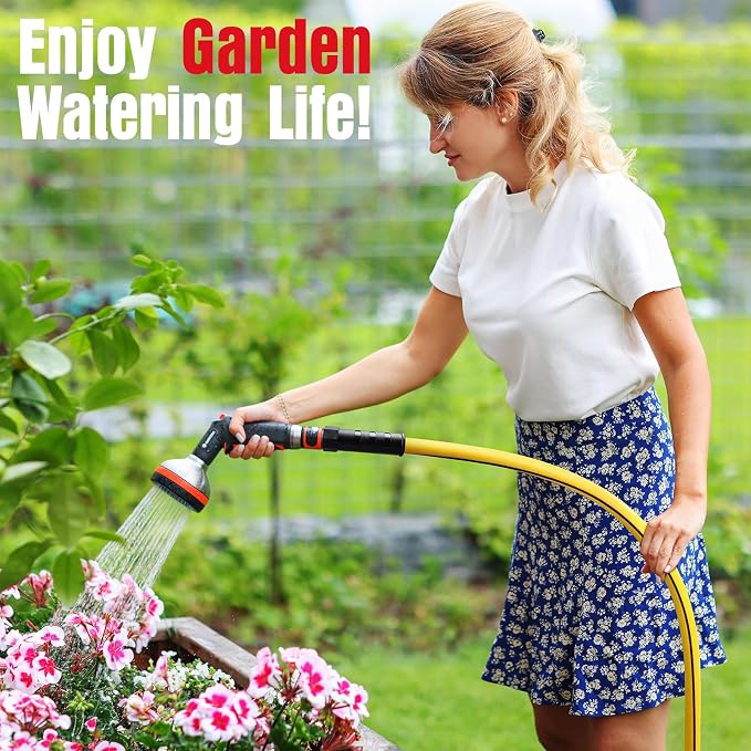 Heavy Duty Garden Hose 75ft, NON-EXPANDABLE Flexible Water Hose, Kink Resistant Lightweight Hybrid Hose, Leakproof Hose Male to Female Fittings