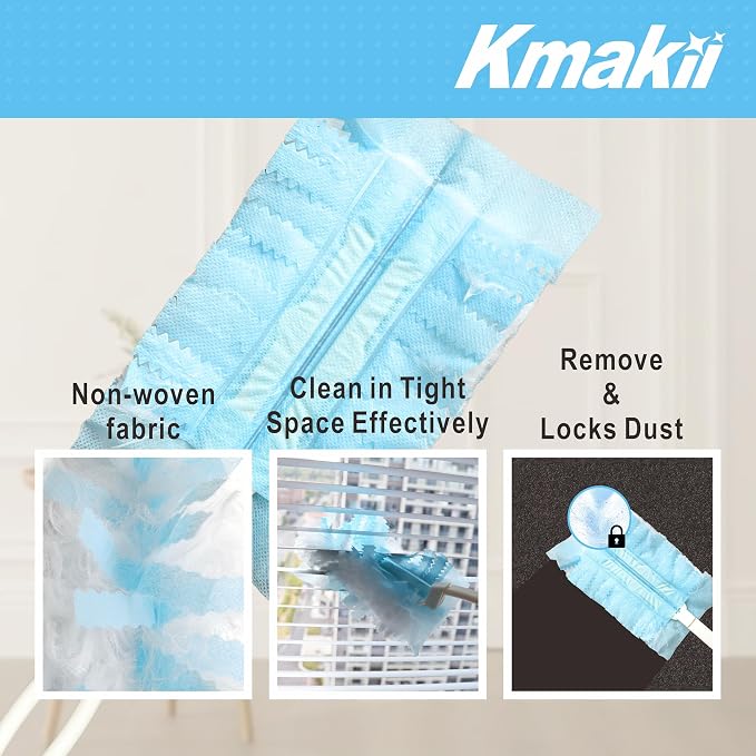 KMAKII Duster Refills Heavy Duty Dusting Heads for Universal Duster Handles Home Cleaning Blue 20 Pack
