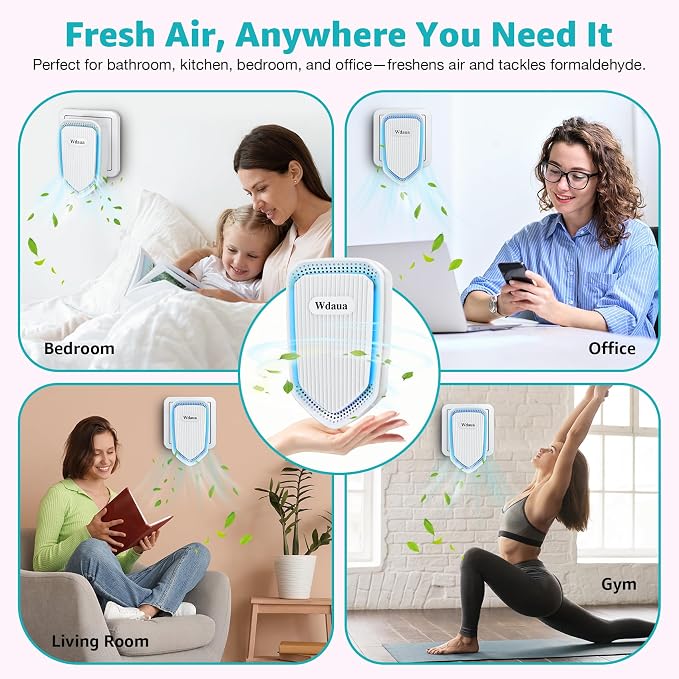 Plug In Air Purifier Negative Air Freshener for Home | 4 Pack Air Ionizers for Dust Mites, Pets Odor Reducer Smoke Bedroom, Office, Basement Kitchen
