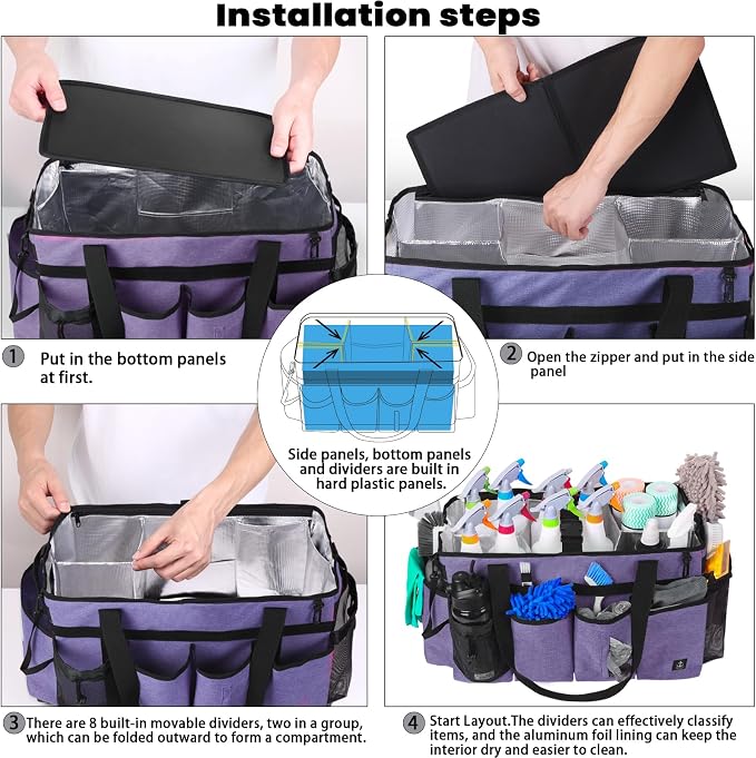 Extra large Cleaning Caddy Bag Built-in hard plastic Aluminum foil lining | Extra large Cleaning Caddy Bag Built-in hard plastic Aluminum foil lining