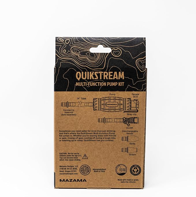 Mazama QuikStream Multi-Function Hydration Pump Kit – Pressurized Water System for Sharing, Cleaning & Cooling. Rinse Gear, Dishes, Pets, Sand & More. Fits Most Reservoirs. Squirt or Spray on Demand!