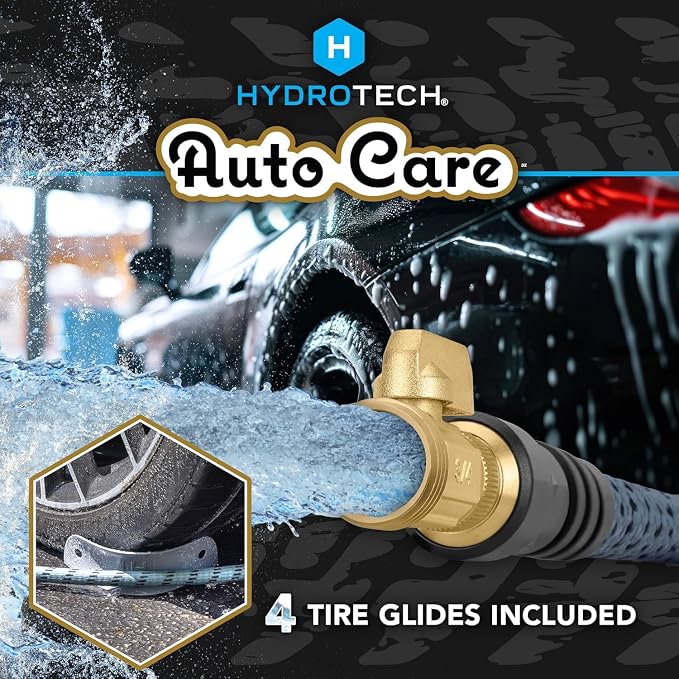 HydroTech 60 ft Auto Care Expandable Burst-Proof Hose, 5/8 in Diameter | Patented Force Control Technology delivers lightweight, kink-free flexibility, compact storage and dependable durability.