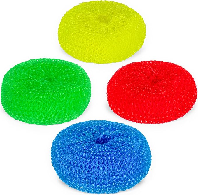 DecorRack 12 Mesh Scourers, Non-Scratch Plastic Scrubbers (12 Pack)