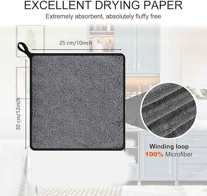 Shiny Shower Wipes Shower Cleaning Cloth, Super Absorbent Bath Towels, Shower Doors Drying Towels, Streak Free Glass Window Car Mirror Microfiber Cleaning Cloths (5, 10"X12")