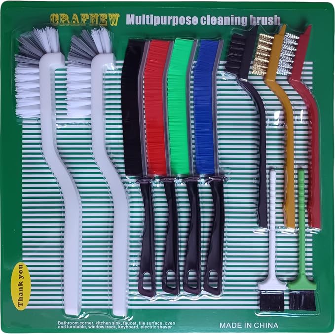 CRAFNEW 11Pcs Crevice Cleaning Brush Set, Hard Bristle Gap Cleaner Brushes | Ideal for deep cleaning gaps, kitchens, sinks, bathrooms, tight spaces, corners, bottles, cups, teapots