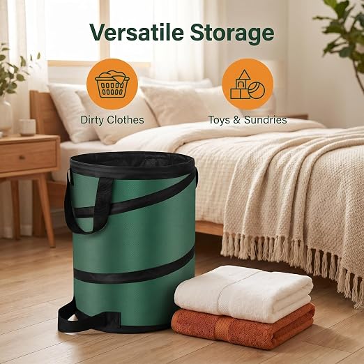 Collapsible Pop Up Outdoor Trash Can 13 Gallons-with Zippered Lid | Foldable Camping Trash Can Recycle Bin, Durable 600D Waterproof Oxford Fabric Made for Household Storage and Outdoor Recycle