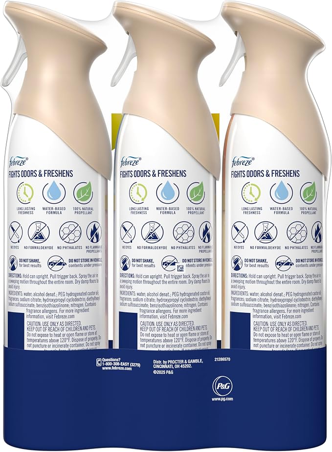 Febreze Odor-Fighting Air Freshener Spray, Room Spray, Crisp Fall Breeze, Cuddle Weather & Serene Snowfall Air Mist, 8.1 oz, 3ct