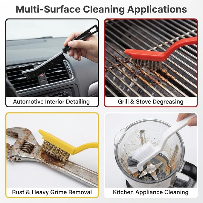 14Pcs Small Crevice Cleaning Brush Set, Hard Bristle Cleaning Tool, Multi-Purpose Cleaning Brushes for Kitchen, Bathroom, Corner, Sink, Cup, Grout, Tight Spaces