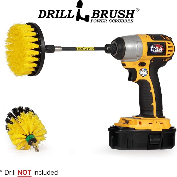 Bathroom Accessories - Bathroom Cleaning Tools - Drill Brush Attachment Set | Cleaning Supplies - Drill Brush - Grout Cleaner - Shower Cleaner - Scrub Brush for Shower - Tile Cleaning Brush - Bathtub