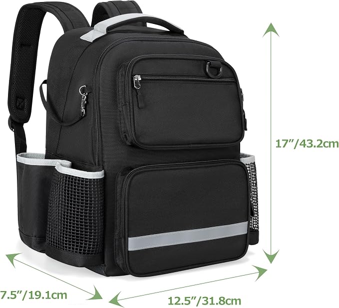 HODRANT Cleaning Backpack with Bottom Plate & Waterproof Bottom | Large Supplies Bag with Multiple Pockets for Housekeeping Tools, Cleaning Products Caddy Organizer for Home & Car, Bag Only