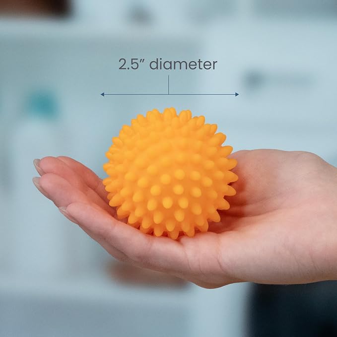 S&T INC. Reusable Plastic Dryer Balls, 6 Pack, 2.5" Diameter, Orange | Dryer Balls, Fabric Softener for Laundry, Reusable, Cut Down Dry Time, Replaces Dryer Sheets