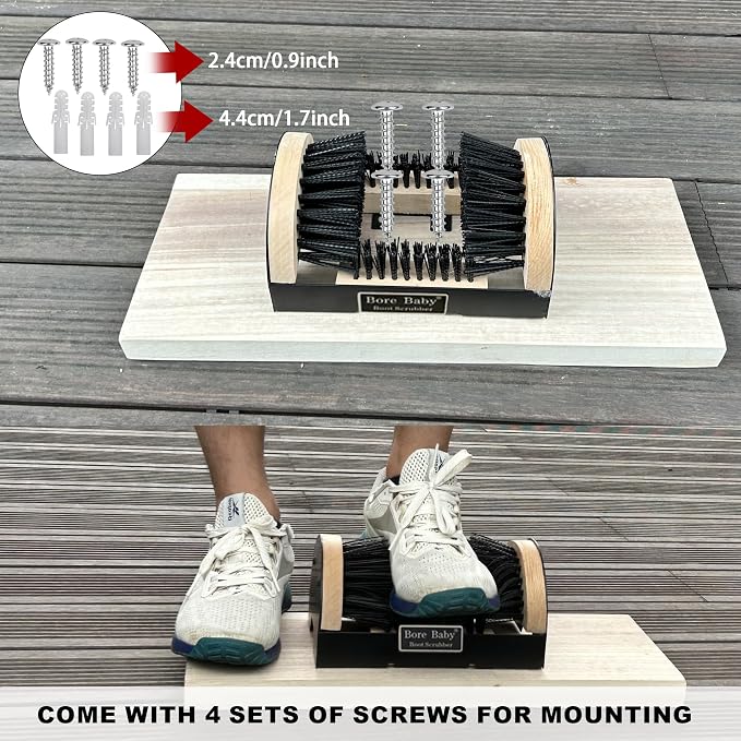 Boot Scrubber Brush Outdoor Heavy Duty Mud Cleaner (2 Pack | Boot scraper with stiff nylon bristles. Removes mud, snow & debris. 2-pack for entryway, work boots & outdoor use