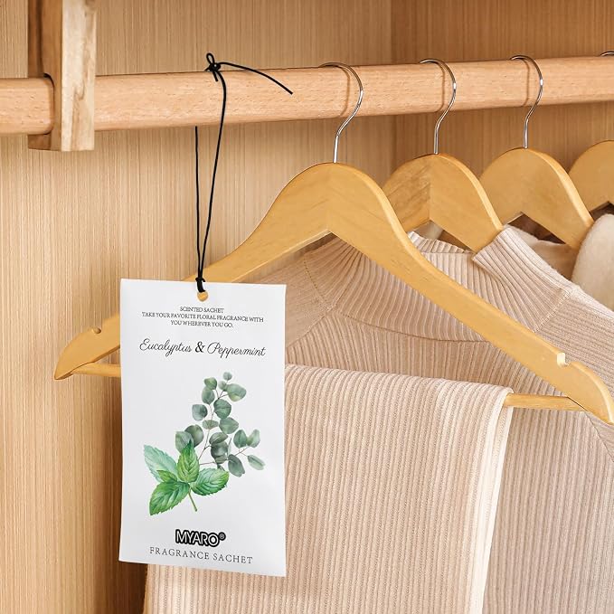 MYARO 12 Pack Eucalyptus Mint Scented Sachets, Closet Deodorizer Freshener | Long-Lasting Sachet Bag, Odor Eliminator for Closet, Drawer, Bathroom, Clothes, Fabric Refresher, Home Fragrance Gift Set