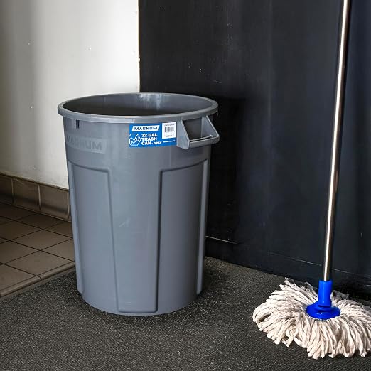 Magnum 32 Gallon Trash Can, Construction Grade, Heavy Duty Plastic, Jobsite Ready for Handling and Holding Garbage CMTC-C000-32G05 (5 Pack)